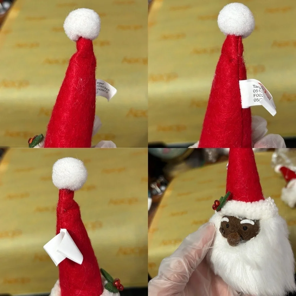 Black And White Santa With Sant Hats Christmas Ornaments - Set Of 2 - “Solon”